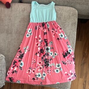 Floral Pink and Blue Kids Dress
